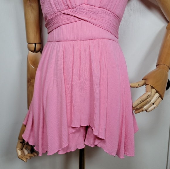 Altar’d State Blush Pink Boho Romper Puff Sleeve Summer Flowy Fit Size S - Picture 2 of 10